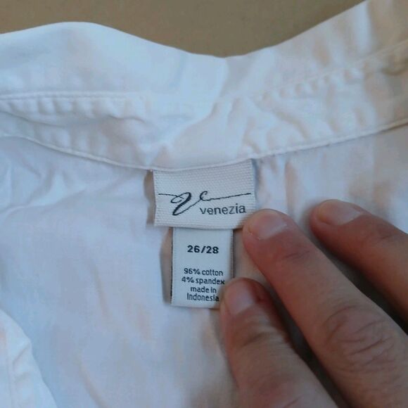Venezia White Sleeveless Collared Shirt Size 26/28 Classic 90s - Picture 3 of 7